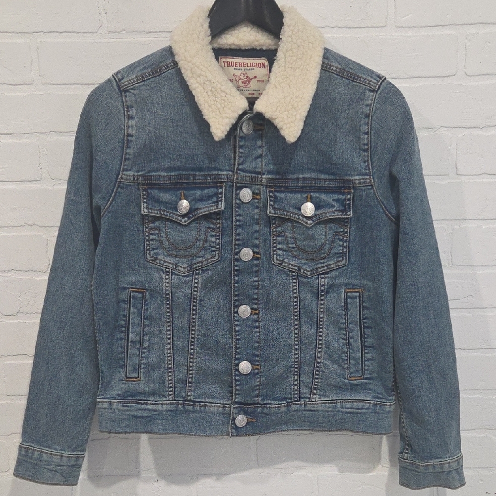 True Religion Denim Jacket with Sherpa Collar